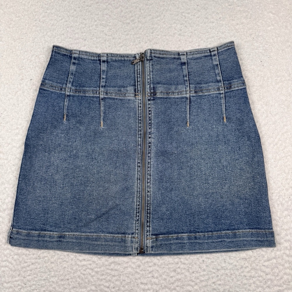 We the Free People Denim Mini Skirt Women's 28 Zip It Up Blue‎ Y2K Jean